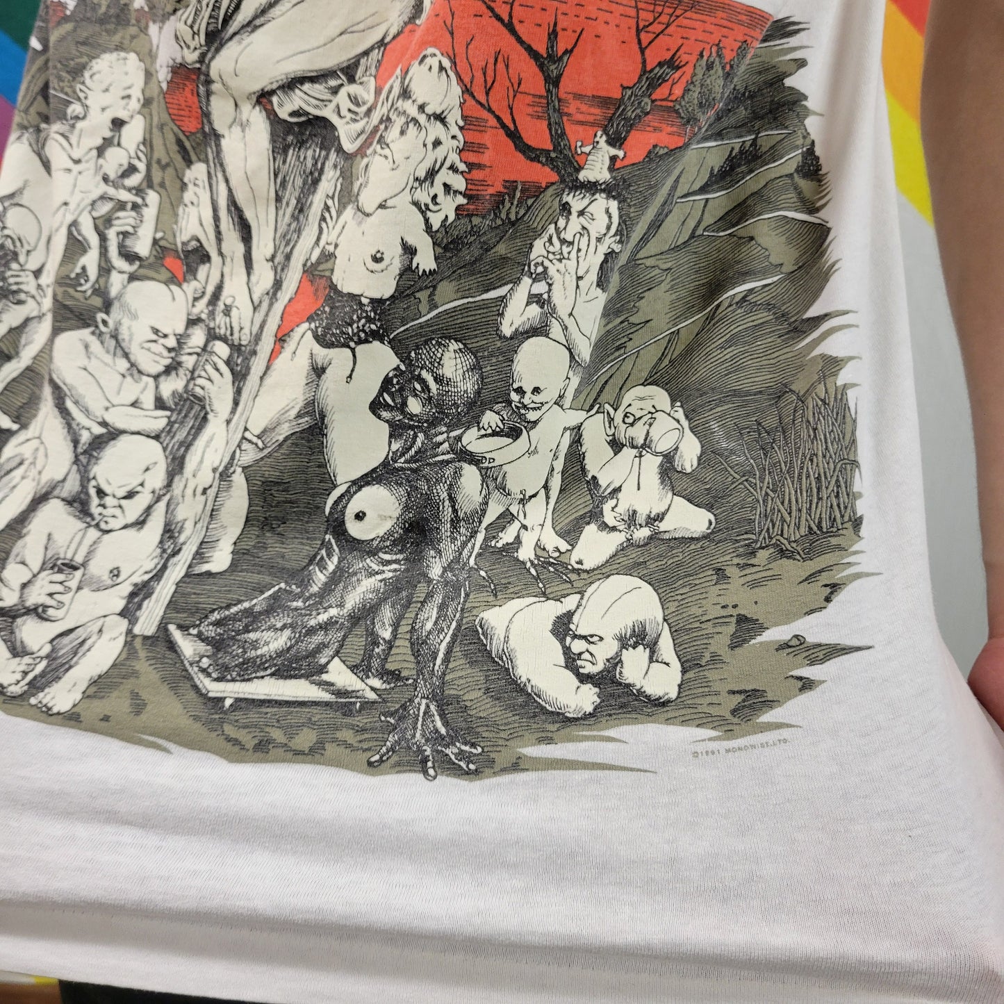 vtg 90s OZZY OSBOURNE TSHIRT // 1991 vintage single stitch hanes glow in dark jesus devil print aop gargoyle dark prince blacl sabbath 80s