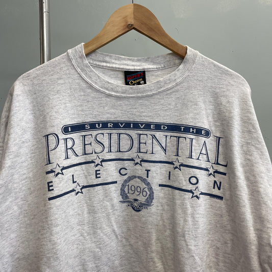 vtg 90s I SURVIVED PRESIDENTAL election tshirt // vintage gore george bush bill clinton democrat republican vote mtv political tee vintage