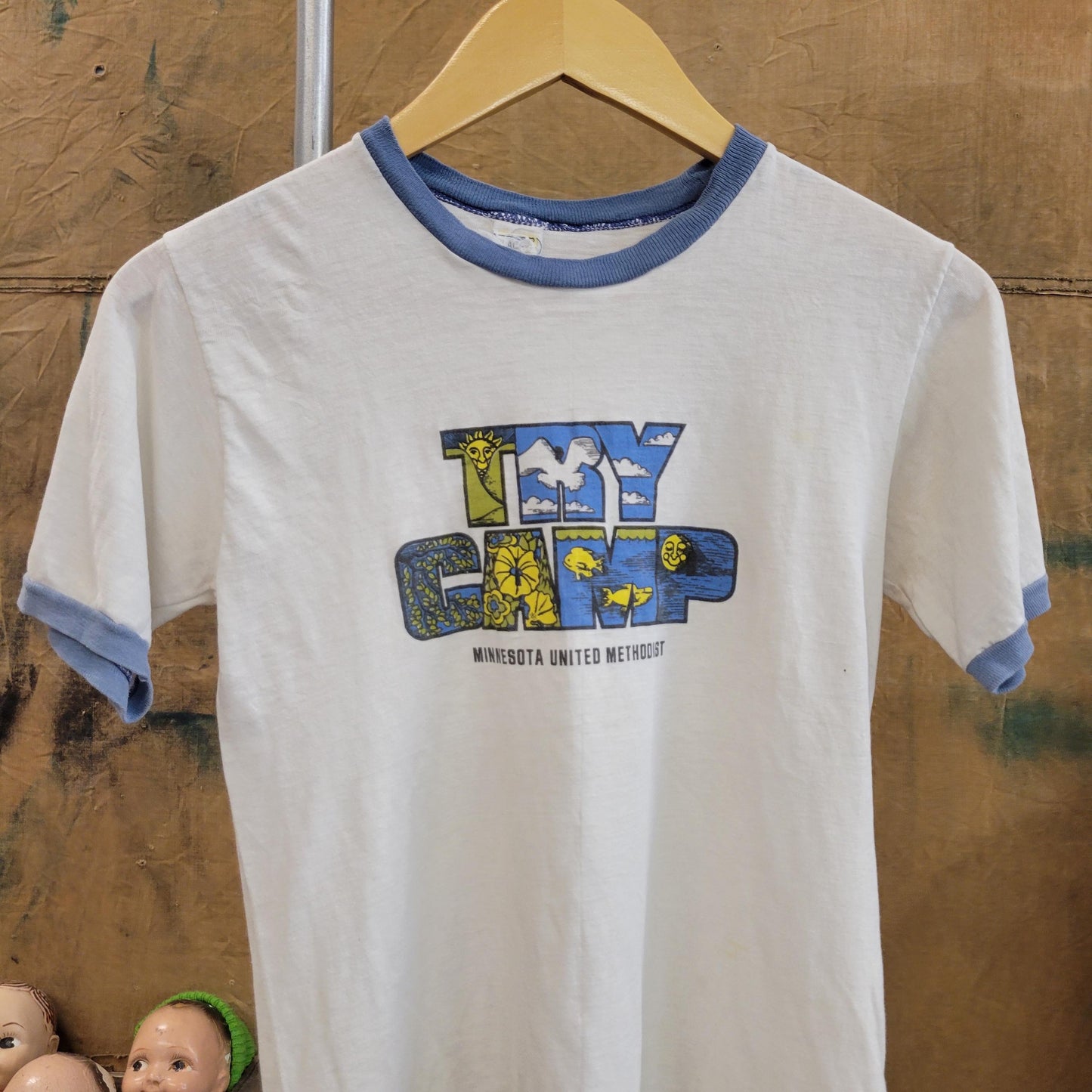 vtg 70s try CAMP RINGER TEE // Minnesota vintage united methodist youth boy girl scout retreat mn woods northern wet hot american summer