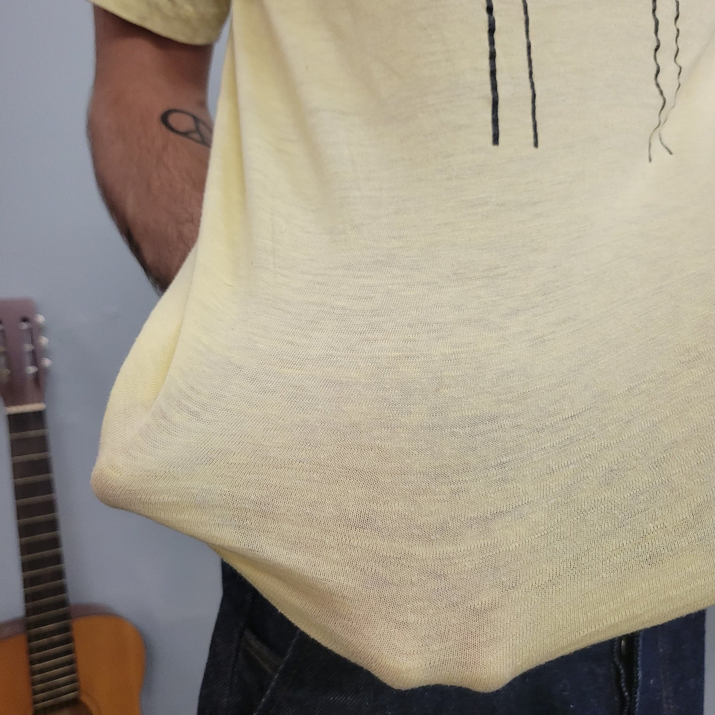 vtg 70s HAIR PORT TSHIRT // vintge paper thin single stitch shirt beige light yellow thin hippie camp style felt cotton fashion true basic