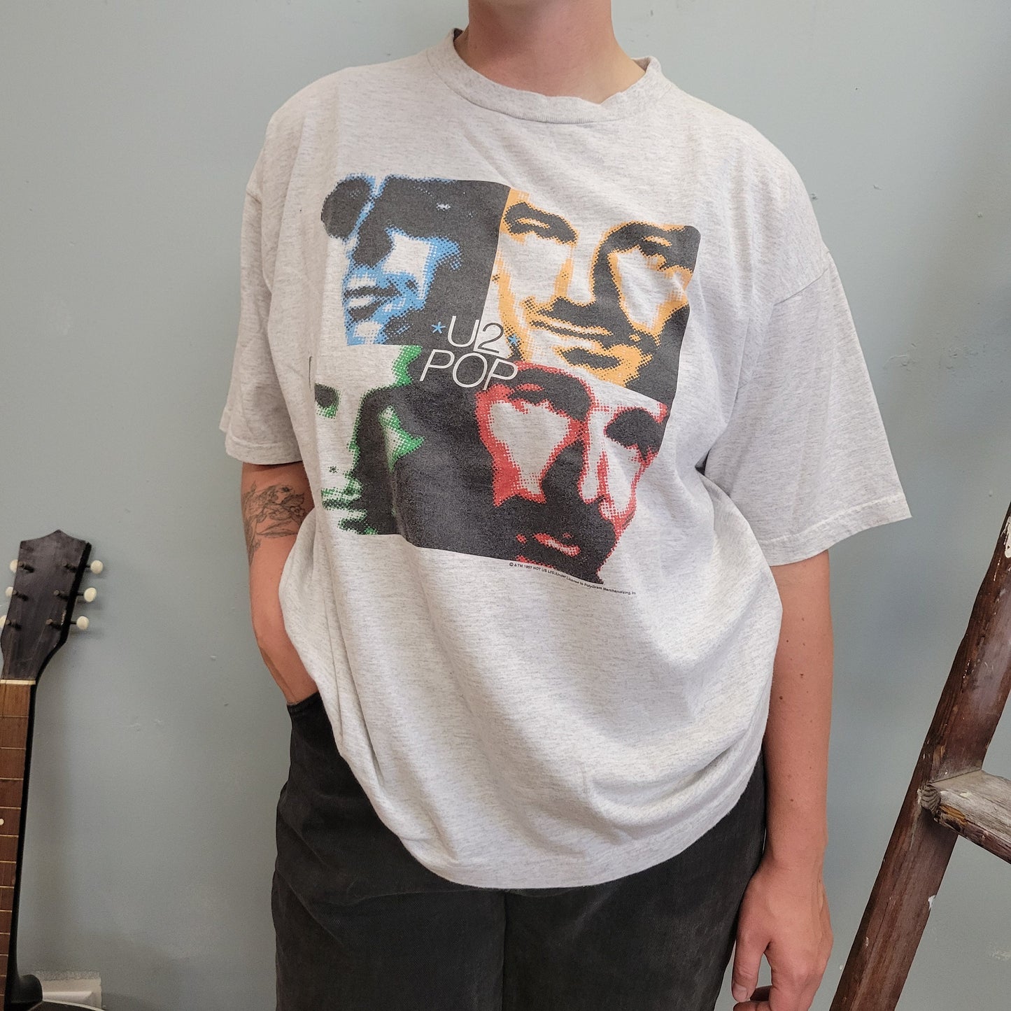 vtg 90s U2 POP TSHIRT // vintage baggy tee indie alternative grunge bono the edge joshua rem uk band tour tee rock folk retro dad