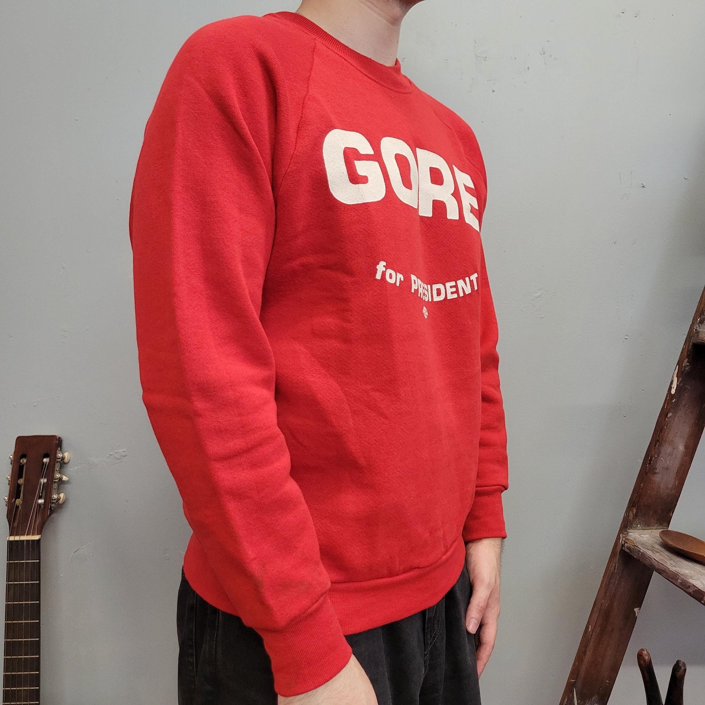 vtg 90s GORE PRESIDENT SWEATSHIRT // vintage crew neck bush tipper al candidate democrat red election earth republican vote president shirt