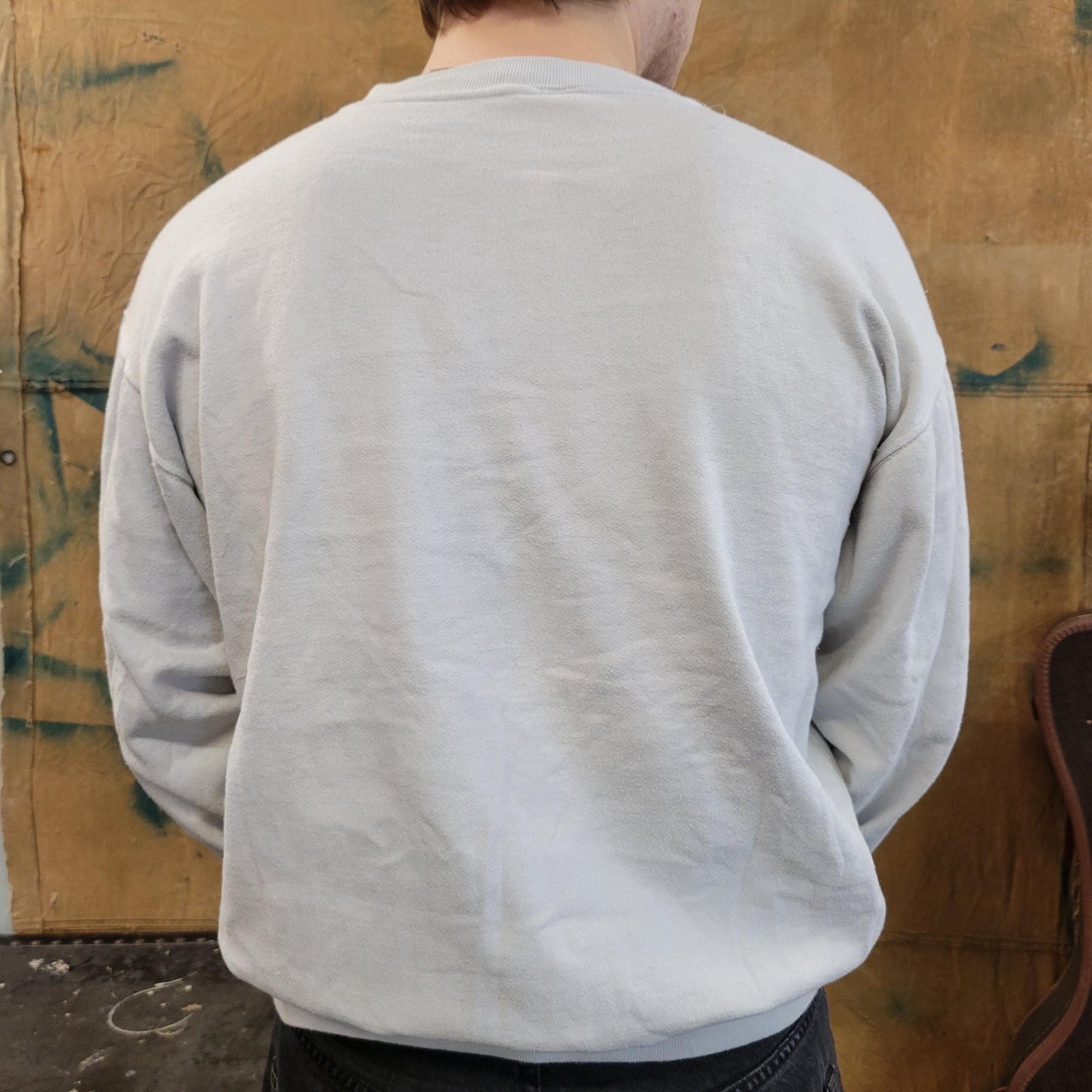 vtg 80s BEAR BEER SWEATSHIRT // vintage distressed wizz cartoon tourist camp fools glitter gold sweater comfy dad college frat cute 90s