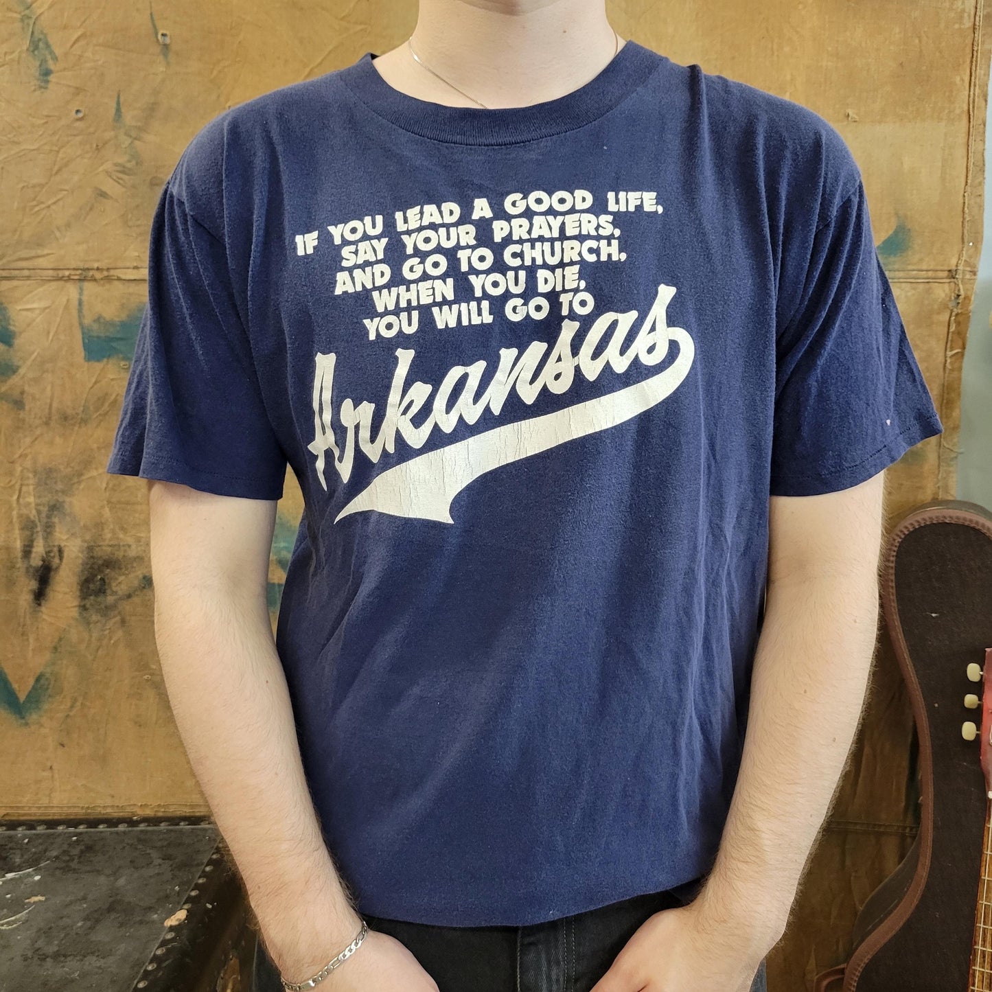 vtg 70s ARKANSAS TSHIRTS // vintage god bless rambling live love laugh ark tee tourist destination blue southern deep south hospitality love