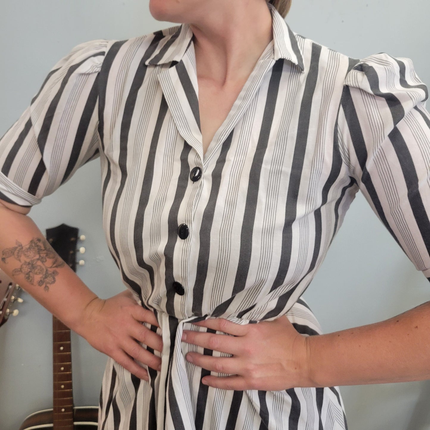 Vtg 70s JACKIE O striped midi dress // casual soft lightweight summer autumn shirt dress size 11 Medium button up day dress mod preppy