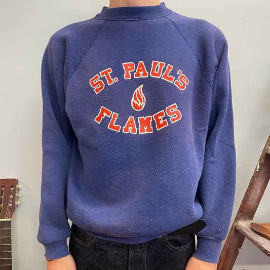 vtg 80s ST PAULS FLAMES sweatshirt // vintage crewneck mn wi wisconsin sports college high school athletic team retro true vintage top shirt