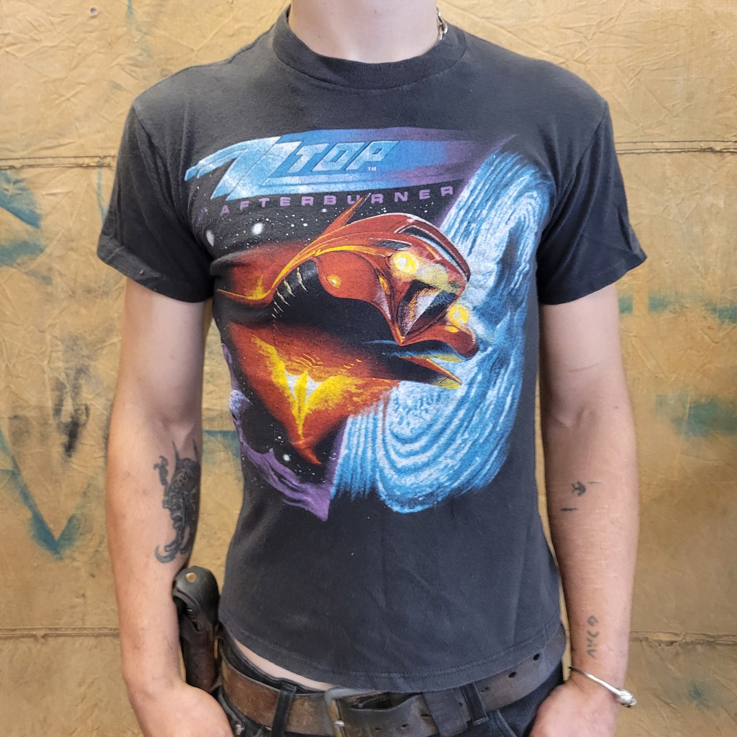 vtg 80s ZZ TOP AFTERBURNER tshirt // vintage single stitch band tee southern rock metal punk style black basic rocker sleeze glam beard rawk