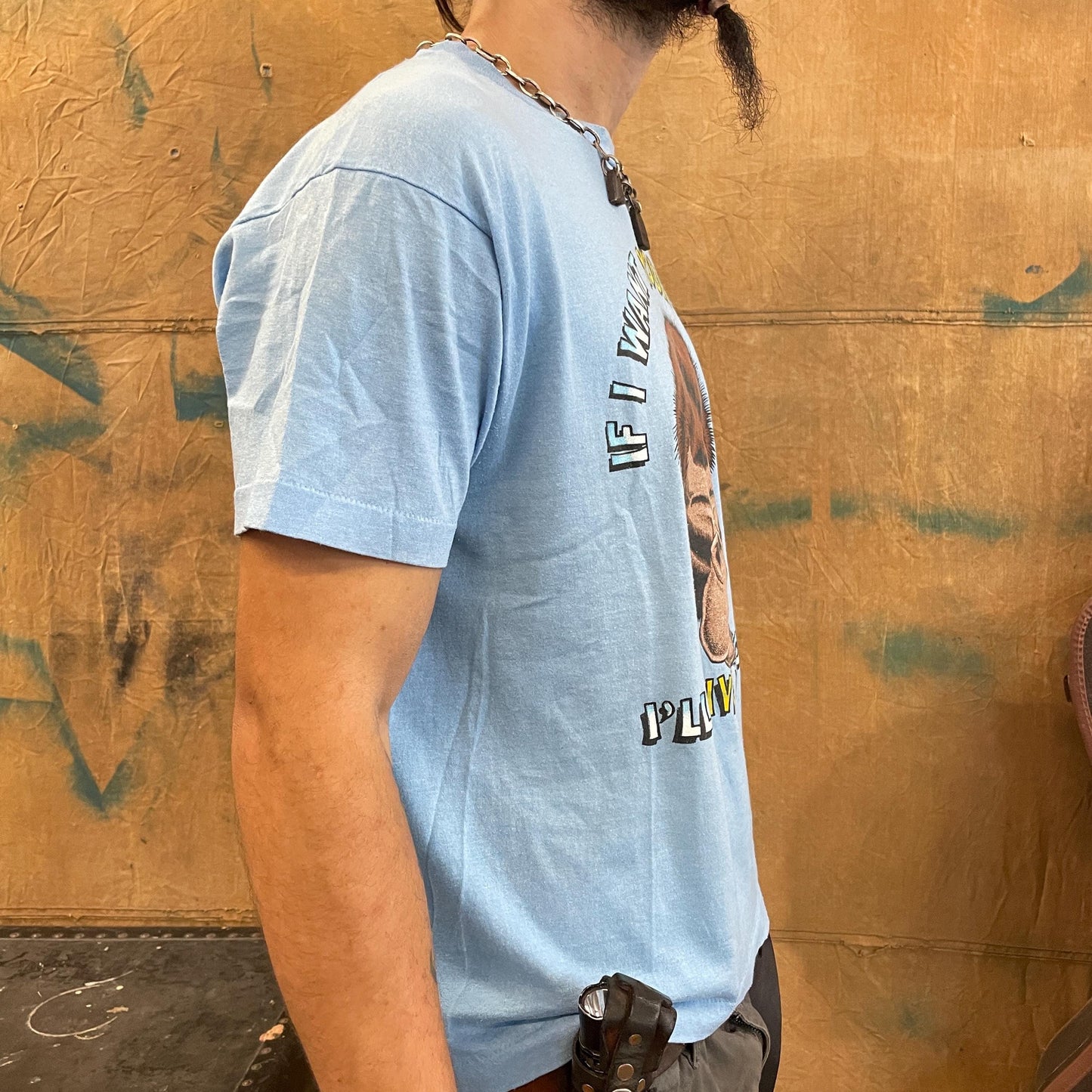 vtg 80s FUNNY GORILLA TSHIRT // vintage thin blue cartoon graphic animated monkey opinion 70s style big face animal print retro tee