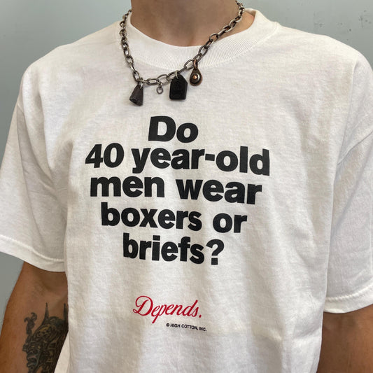 vtg 90s adult diapers BOXERS BRIEFS TSHIRT // vintage 00s potty underwear blink 182 y2k white tee punk poop emoji senior grandpa style