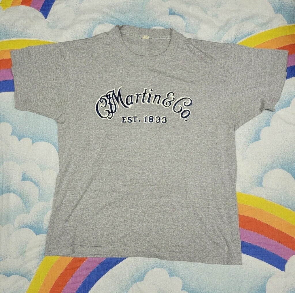 vtg 80s MARTIN & CO GUITAR Shirt // folk guitar company acoustic music lover soft thin musician band instrumental player hipster cool dad