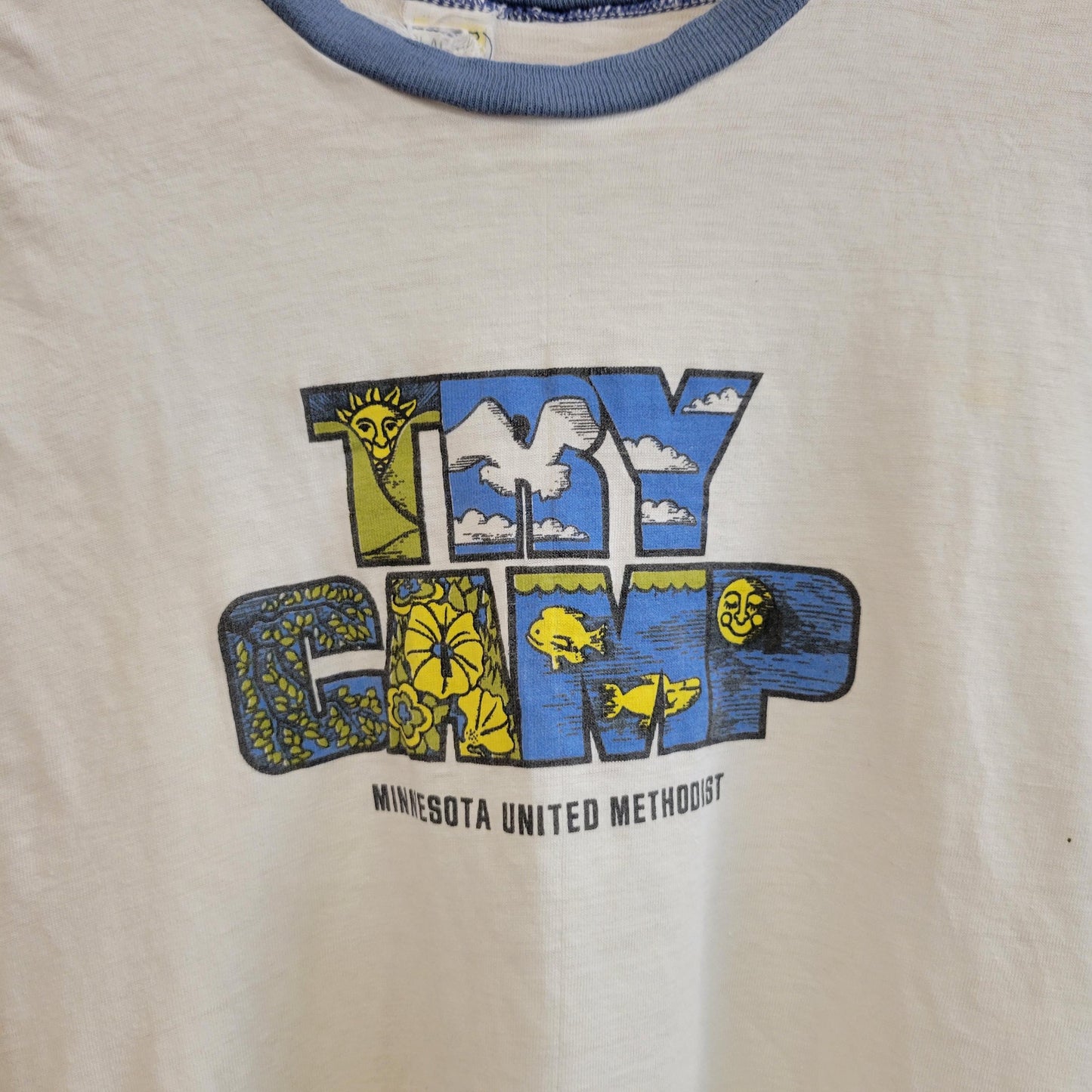 vtg 70s try CAMP RINGER TEE // Minnesota vintage united methodist youth boy girl scout retreat mn woods northern wet hot american summer