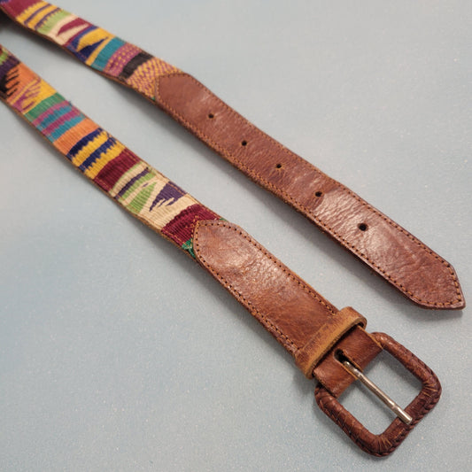 vtg 70s EMBROIDERED PATTERN BELT // vintage colorful striped hippoe boho belt