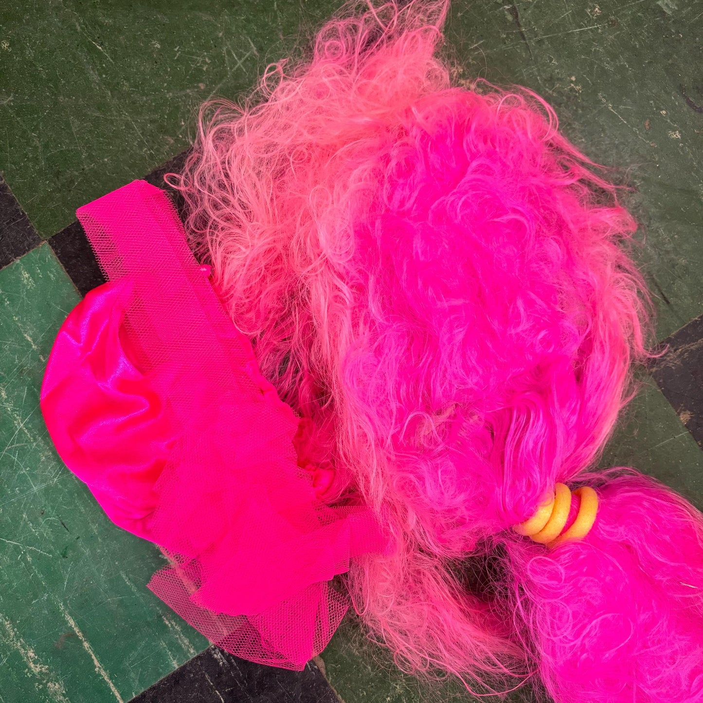 vtg 80s EUROPEAN NEON WIGS // vintage new wave flock of seagulls band Halloween costume set of 2 pink hair wig wedding singer boy george