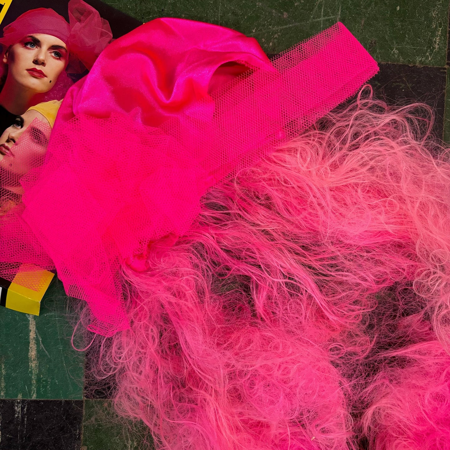 vtg 80s EUROPEAN NEON WIGS // vintage new wave flock of seagulls band Halloween costume set of 2 pink hair wig wedding singer boy george