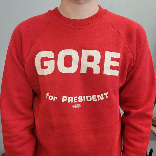 vtg 90s GORE PRESIDENT SWEATSHIRT // vintage crew neck bush tipper al candidate democrat red election earth republican vote president shirt