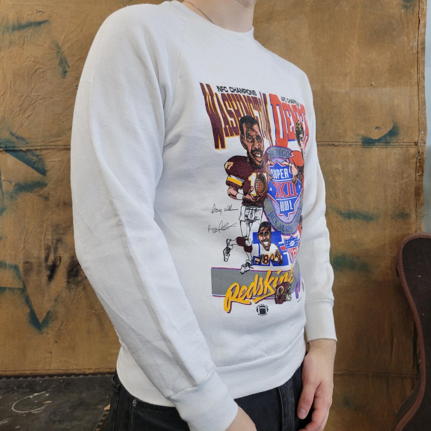 vtg 80s NFL FOOTBALL SWEATSHIRT // vintage super bowl xxii washington john elway denver broncos nfl merch promo team sports event true