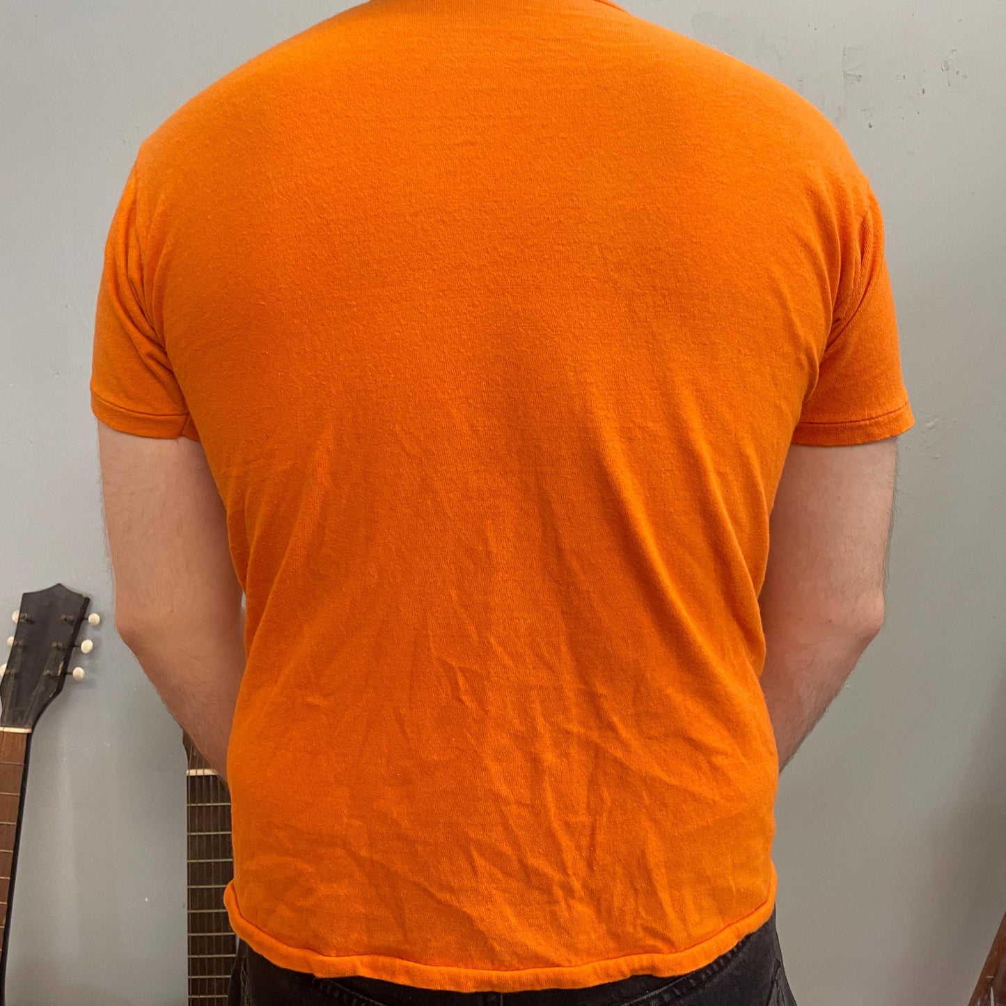 vtg 70s SWIMMING TSHIRT // vintage tee russell orange instructor life guard ocean bay watch college school swim team cross medic saftey