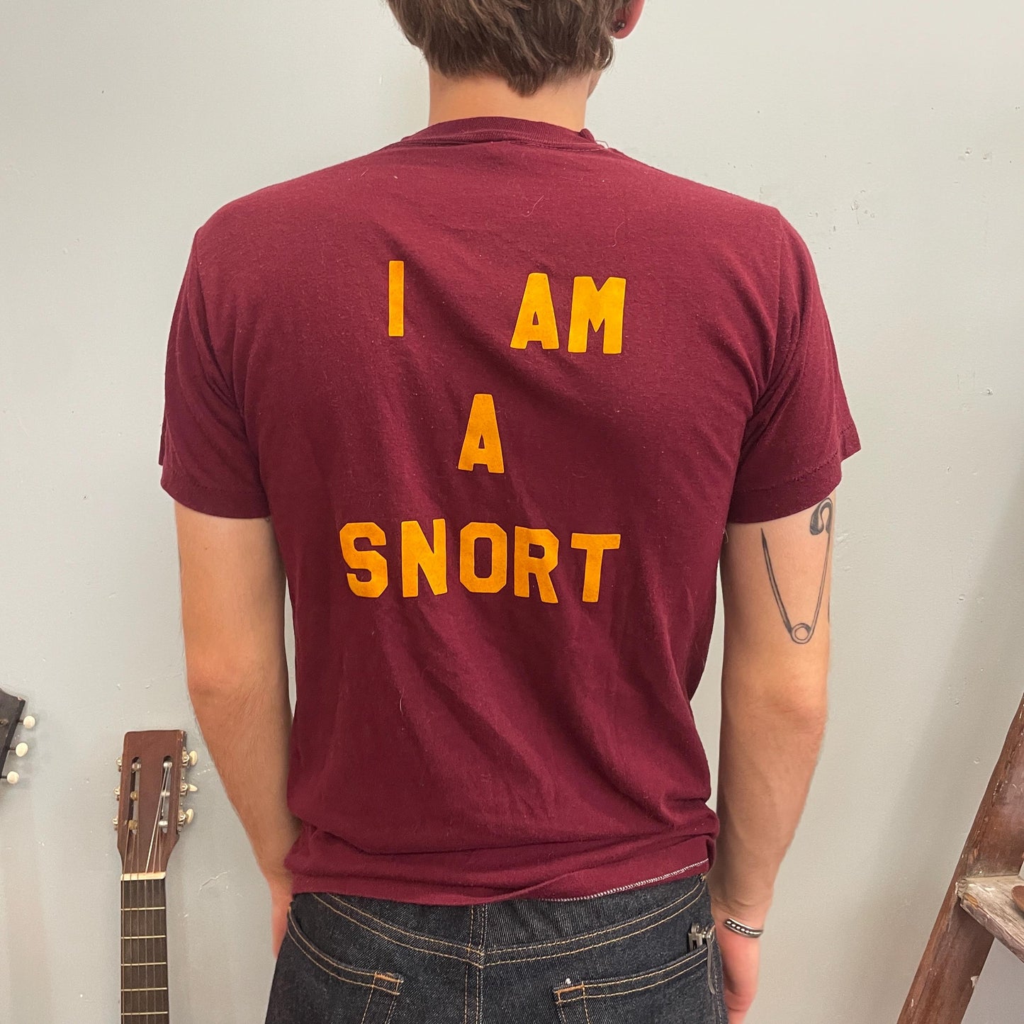 vtg 80s NOT YOUR MOTHER tshirt // vintage message statement text meme childrens book snort kids 70s fashion style trend burgandy slim tee