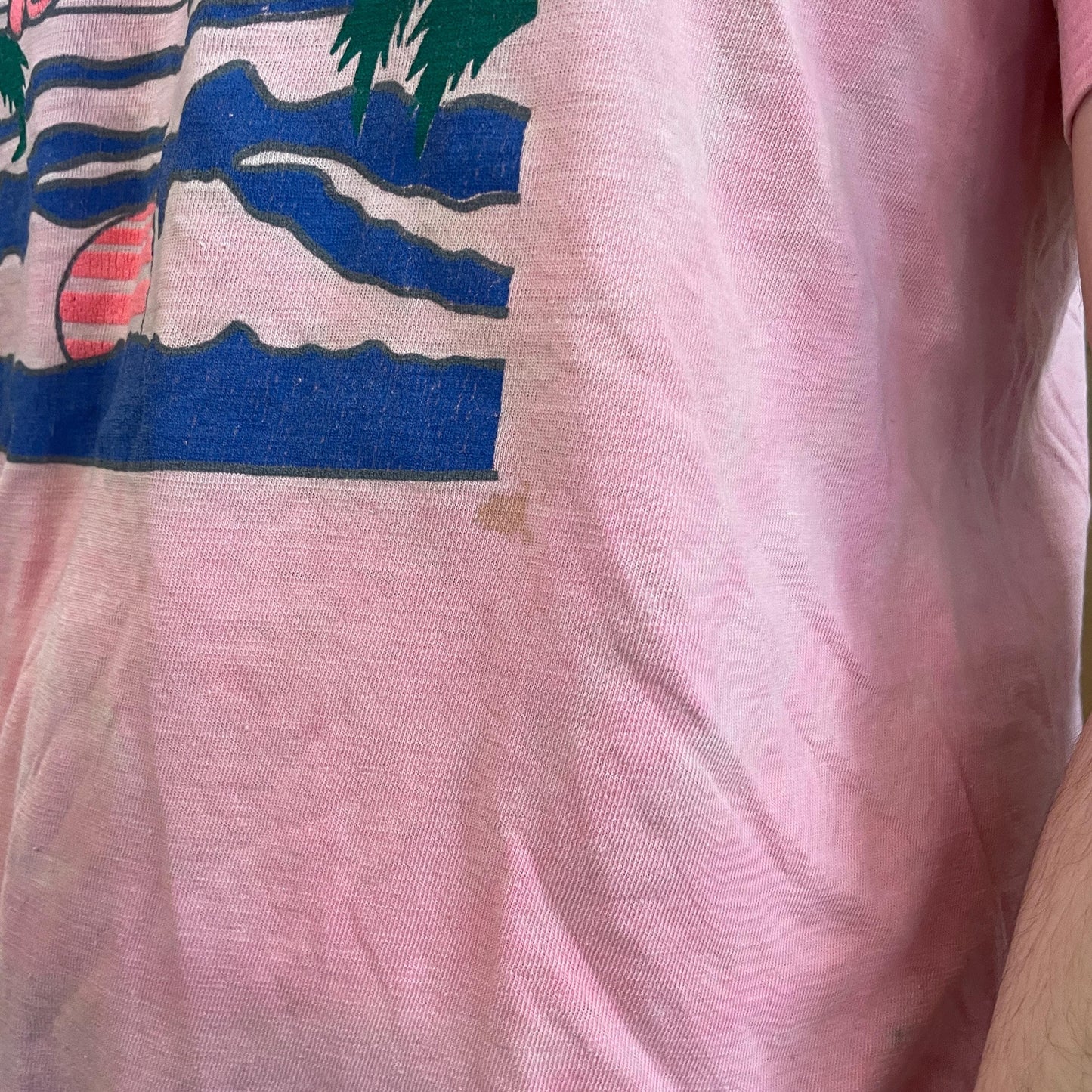 vtg 80s CALIFORNIA BEACH TSHIRT // vintage faded tee pink sun washes water fade florida vacation surf swim boat retro true style fashion