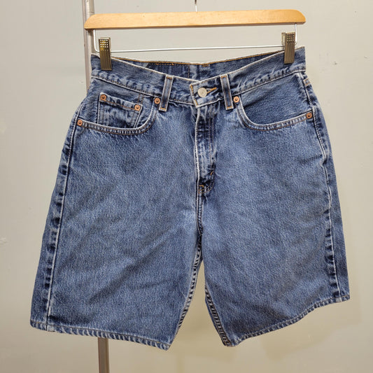vtg 80s LEVI DENIM SHORTS // vintage 560 red tag regular loose fit jorts light medium stone wash paper tag denim jeans preppy casual