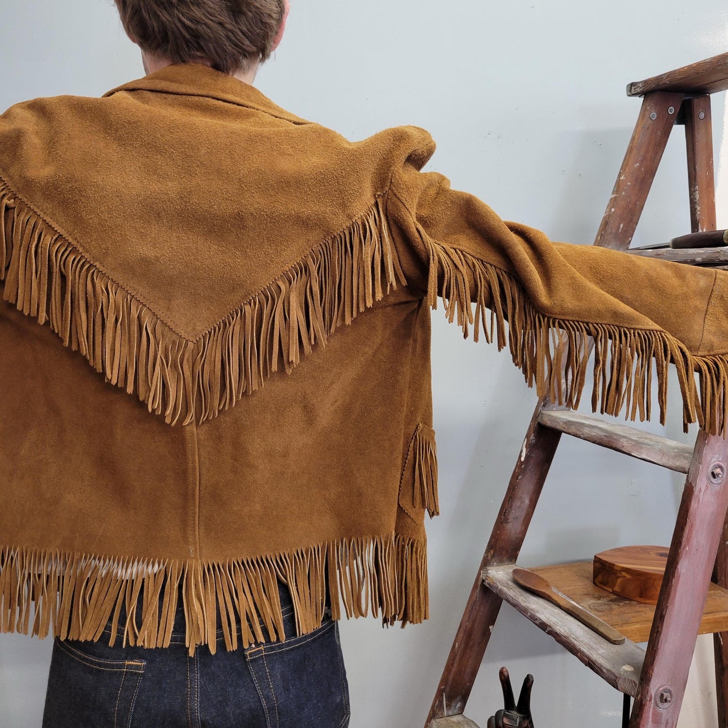 vtg 70s LEATHER FRINGE JACKET // fitted buckskin zip up western hippie ranch wear cowboy cowgirl genuine rocker tassel biker babe easy rider