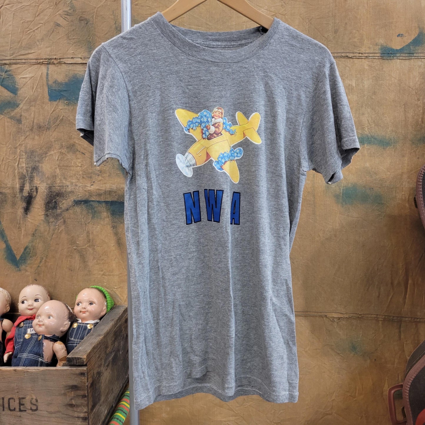 vtg 90s NWA TSHIRT // vintage thin soft womens aviation band tee funny sports team plane hipster punk rap tee over the sea carrot flower