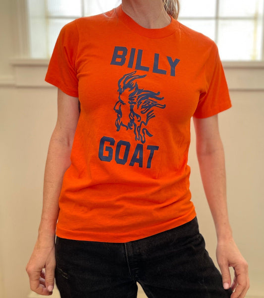 vtg 70s BILLY GOAT TAVERN Shirt // vintage famous chicago bar restaurant orange & black greatest of all time baller sigma funny graphic tee