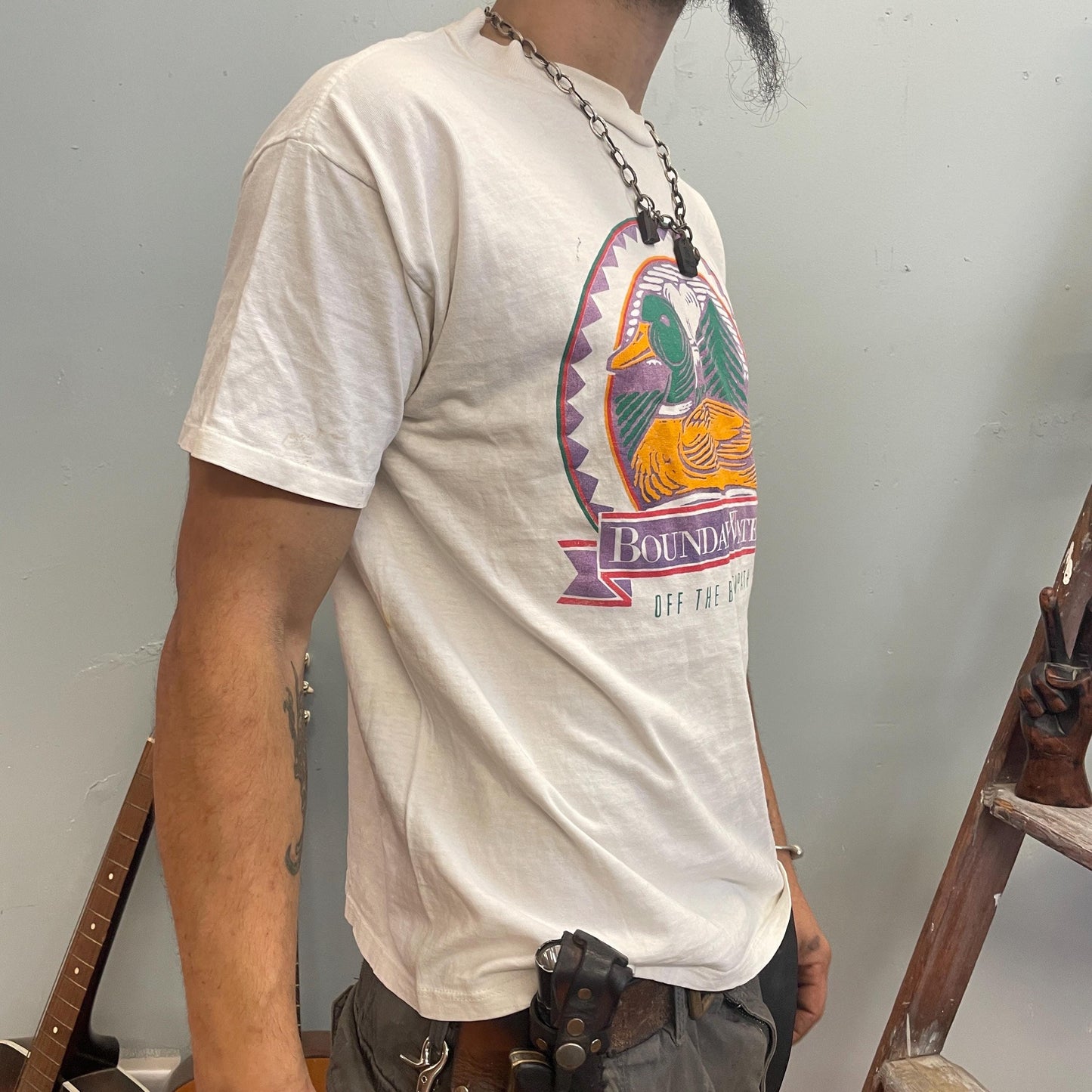 vtg 80s BOUNDARY WATERS TSHIRT // vintage minnesota mn canoe boat fish fishing outdoors basic white lake life river rat swim camp boundries