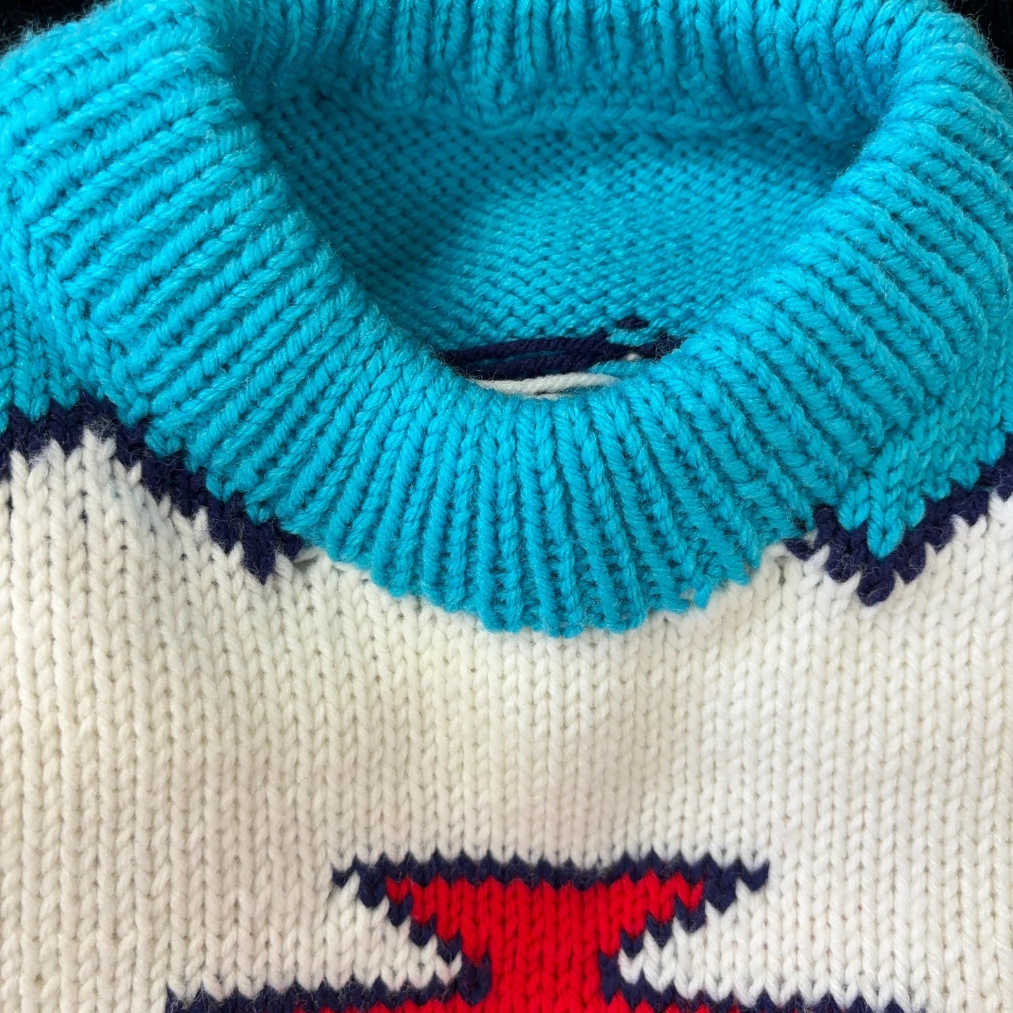 vtg 70s PENDLETON STYLE KNIT Sweater // vintage robins egg blue red aztec southwestern pattern chunky knit geometric print hand knit pop art