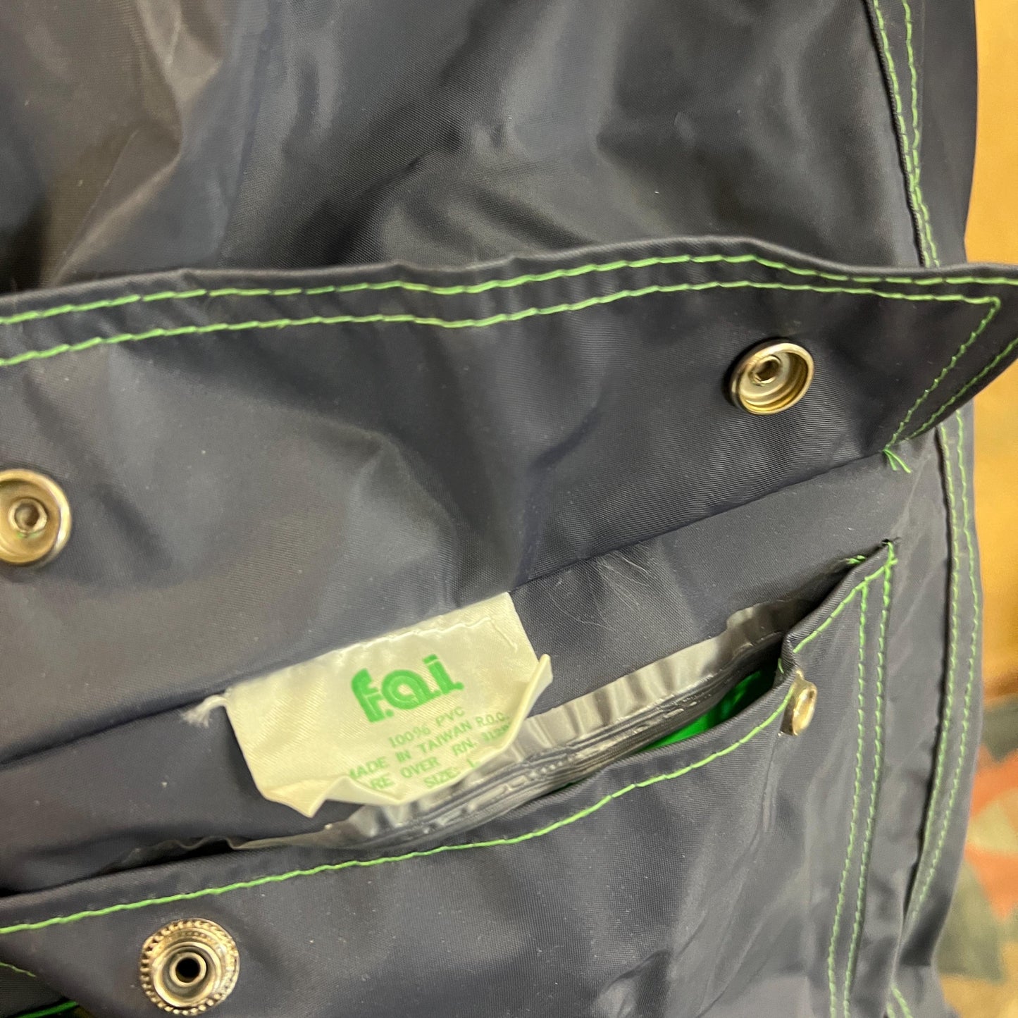 vtg 80s REVERSIBLE RAIN JACKET // vintage vinyl two tone hooded autumn stranger things 90s grunge pvc wet look green lightweight waterproof