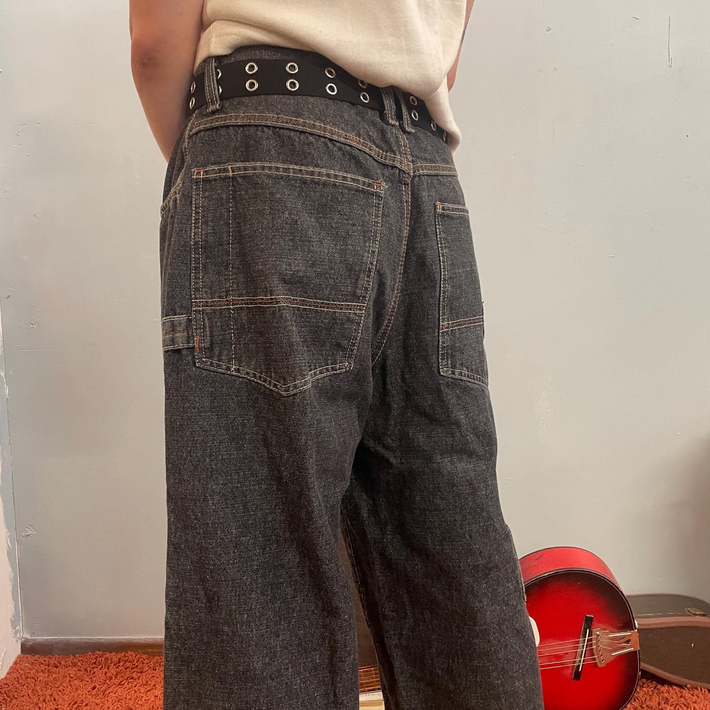 vtg 90s JORDACHE DARK WASH Jeans // vintage baggy graycargo utility style jnco look gray slouchy grunge hipster hip hop wide leg y2k style