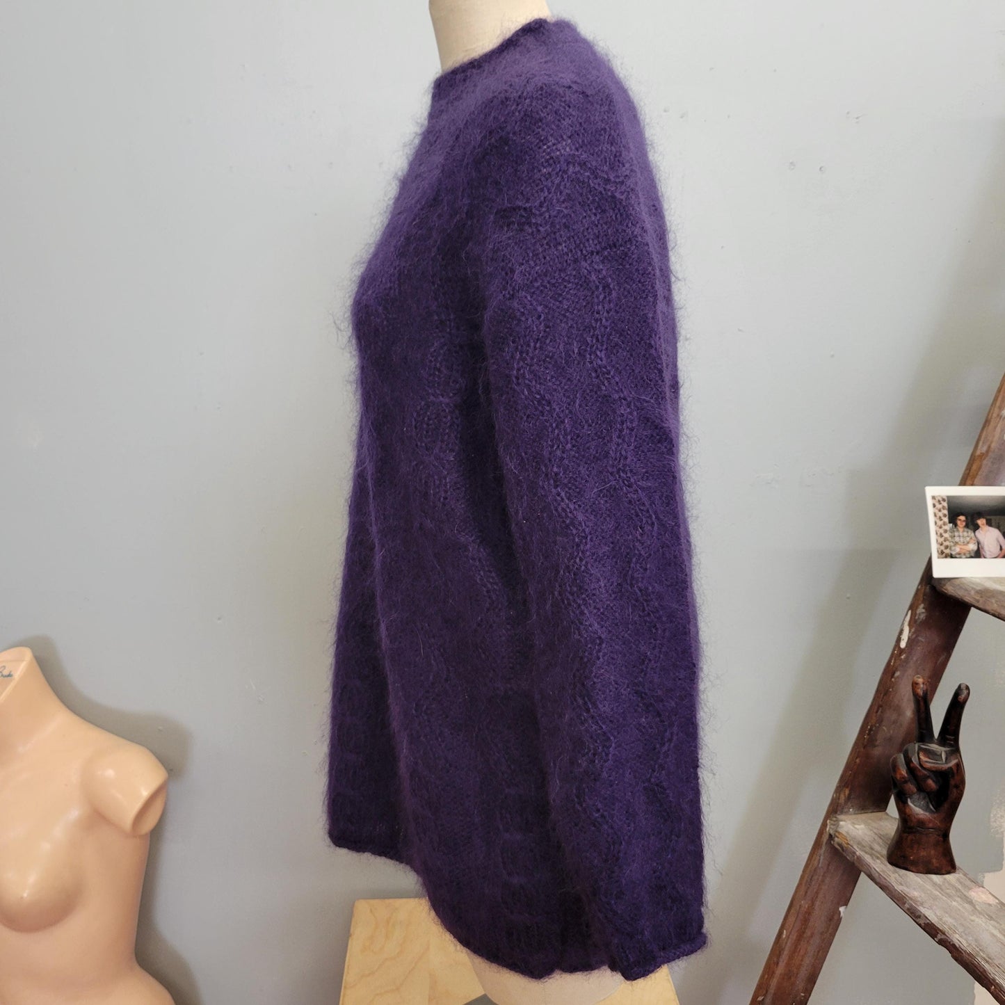vtg 90s ESPRIT PURPLE FUZZY Sweater // vintage oversized small fuzzy mohair style bright autumn jewel tones slouchy comfy classic prep style
