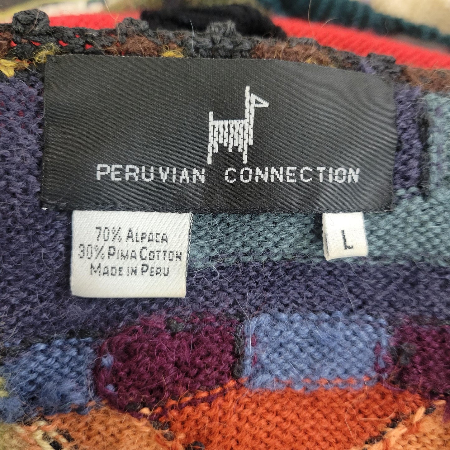 vtg 90s ABSTRACT PATCHWORK CARDIGAN // vintage peruvian alpaca fur geometric pattern funky sweater y2k grunge slouchy retro phoebe friends