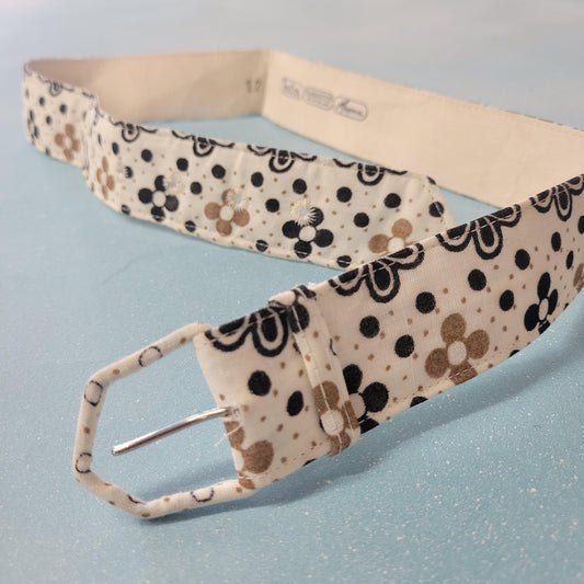 vtg 60s MOD FLORAL BELT // vintage flower power cute patterned polka dot accessory 60s 70s style girly girls petite