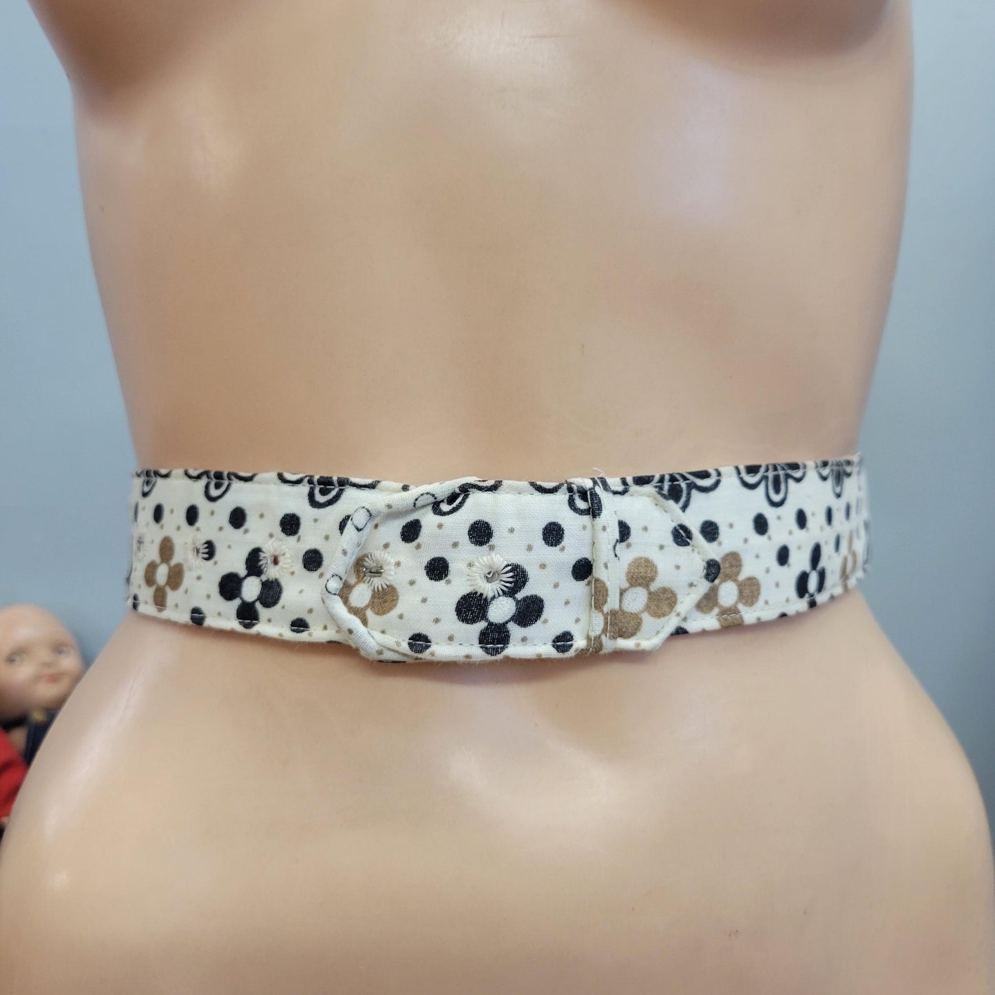 vtg 60s MOD FLORAL BELT // vintage flower power cute patterned polka dot accessory 60s 70s style girly girls petite
