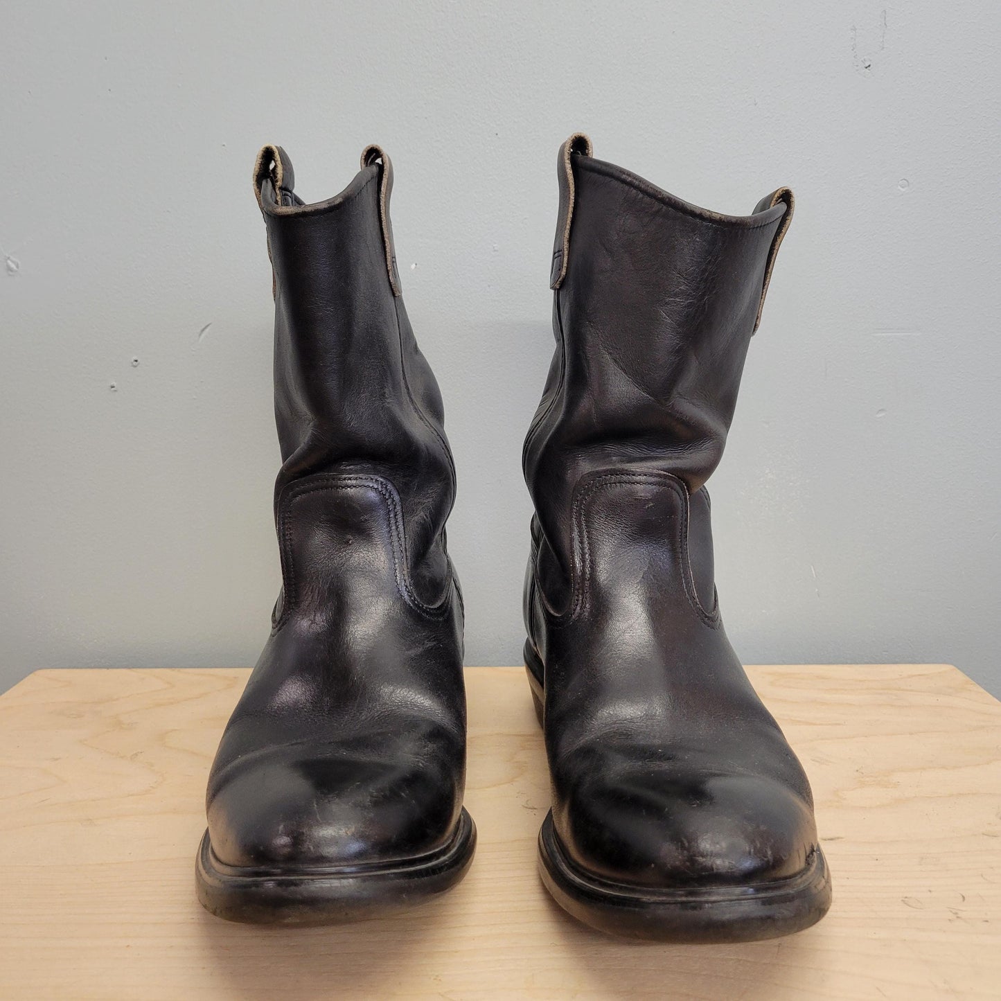 vtg 70s RED WING LEATHER boots // vintage roper cowboy western black pointy toe ankle boots hippie biker size mens 12 usa sturdy quality