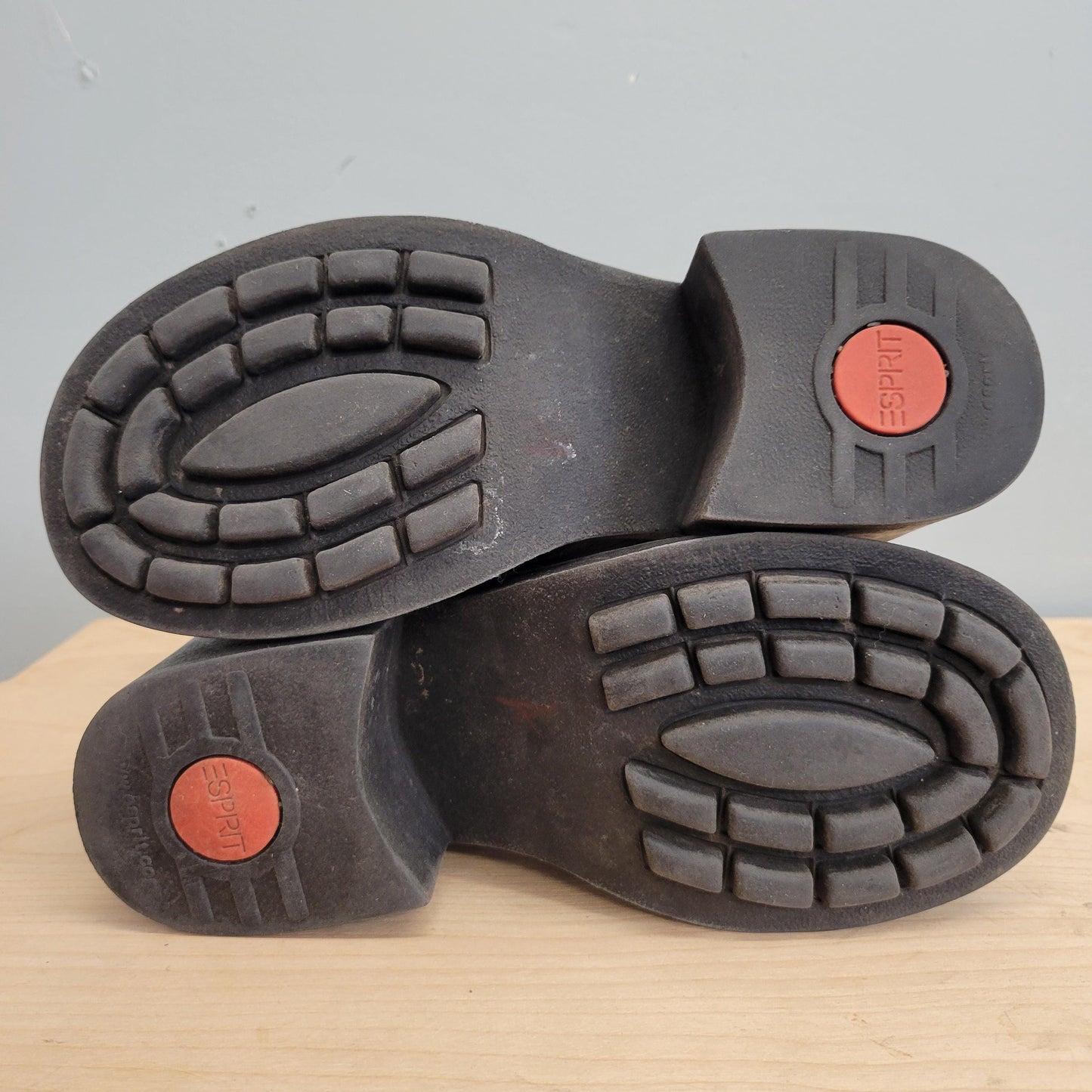 vtg 90s CHUNKY HEEL LEATHER Boots // vintage rounded toe ribbed sleek grunge beatle boot autumn fall platform ankle boots slip dress