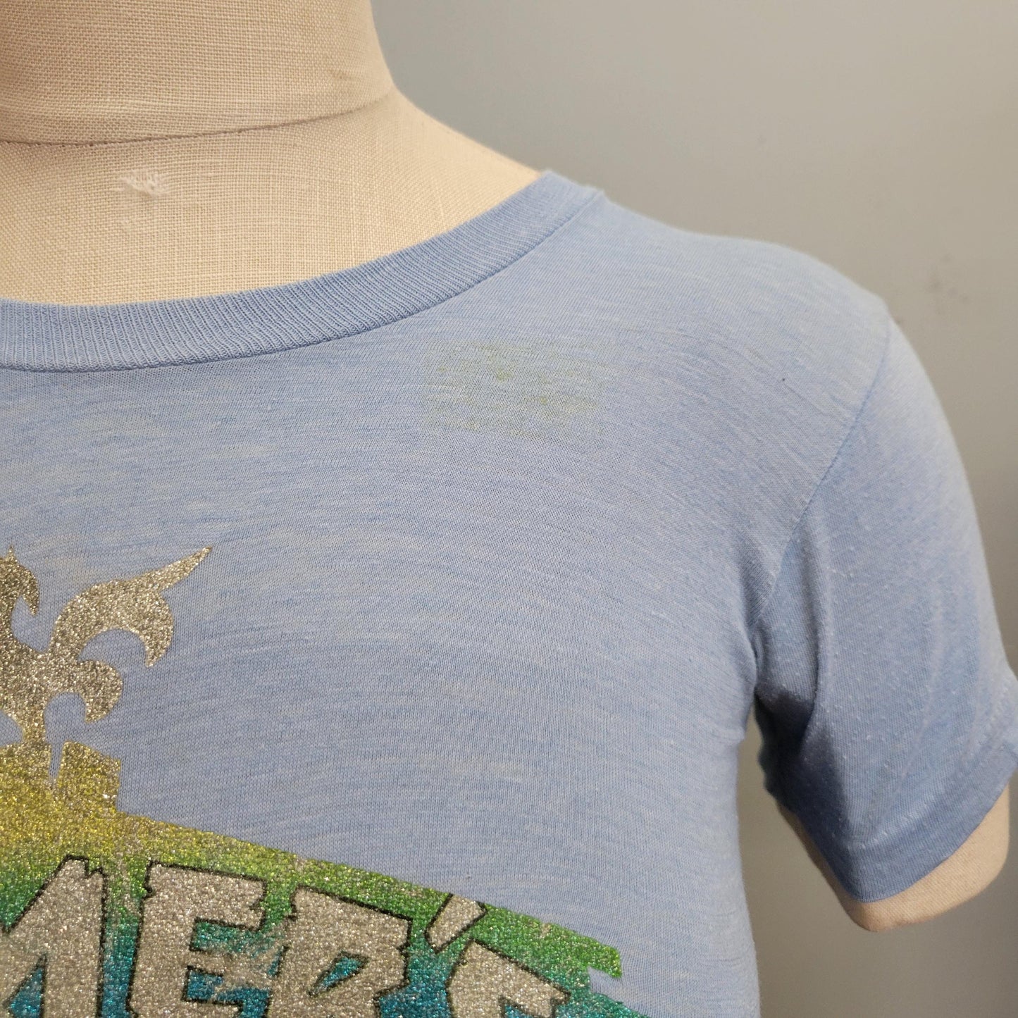 vtg 70s FARMERS DAUGHTER IRON On tshirt // vintage small baby tee crop top cowboy daddy's girl loretta lynn country girl retro paper thin