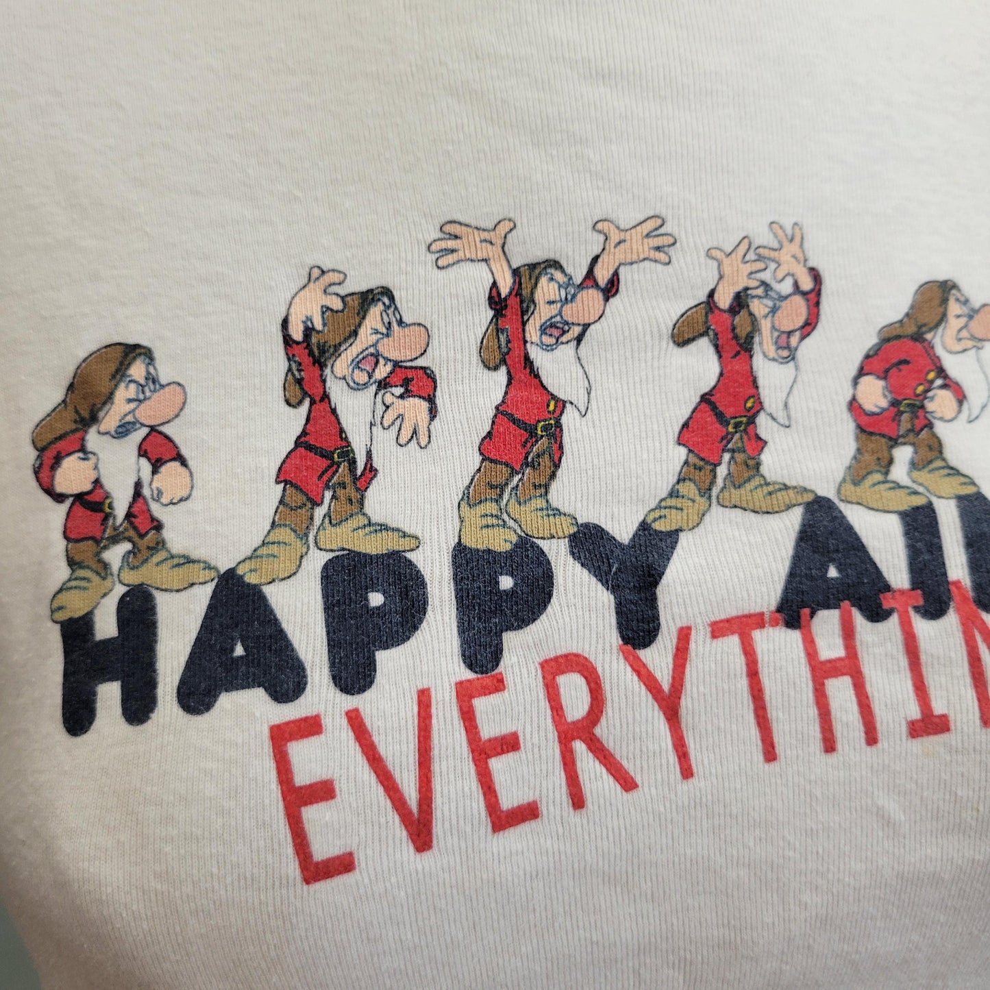 vtg 90s GRUMPY SNOW WHITE Shirt // vintage disney youth large baby tee 7 dwarves “happy ain’t everything” funny ringer tee Y2K french cut