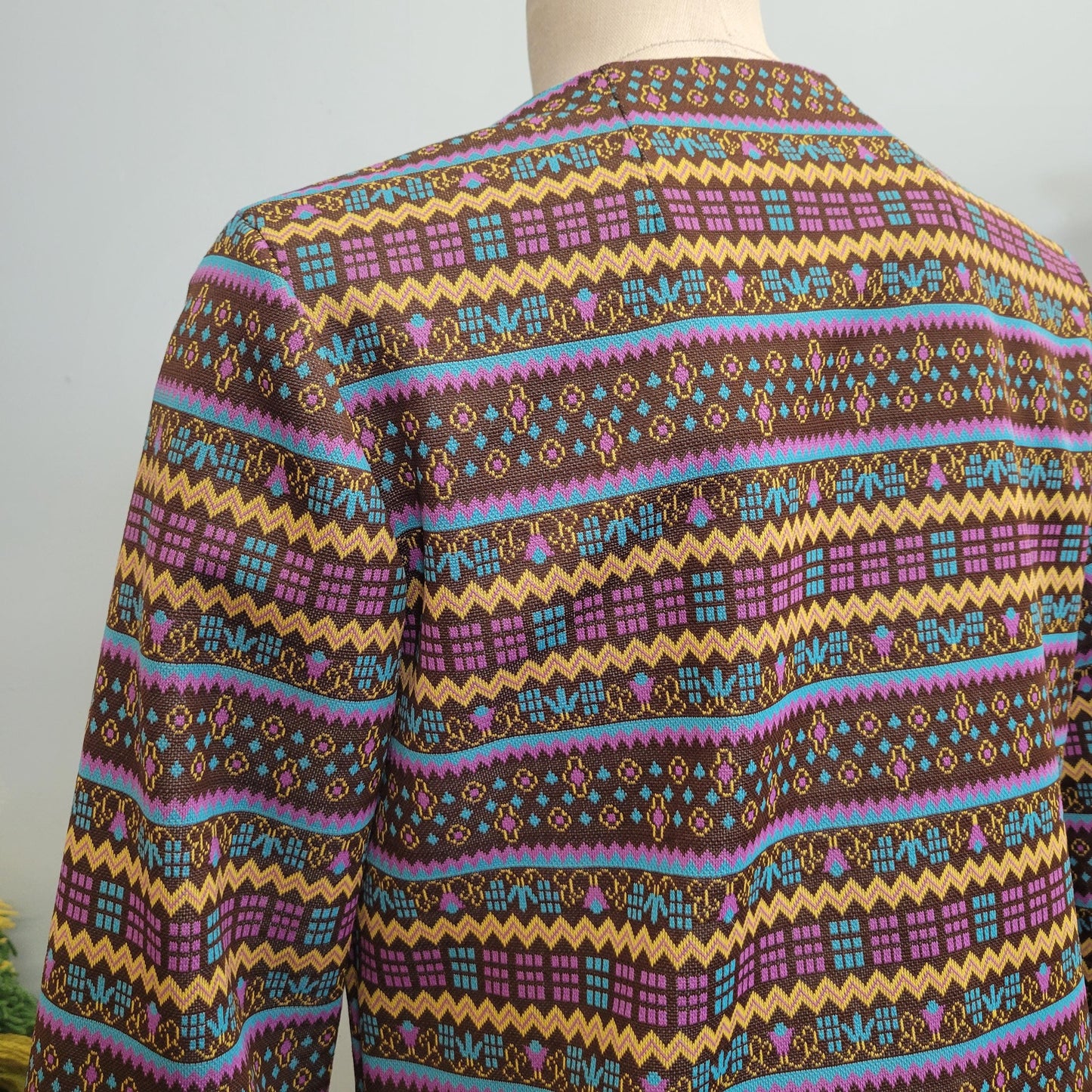 vtg 70s PSYCHEDELIC PATTERN JACKET Blazer / vintage retro zig zag abstract bright striped autumn vibes all over print casual cardigan blazer