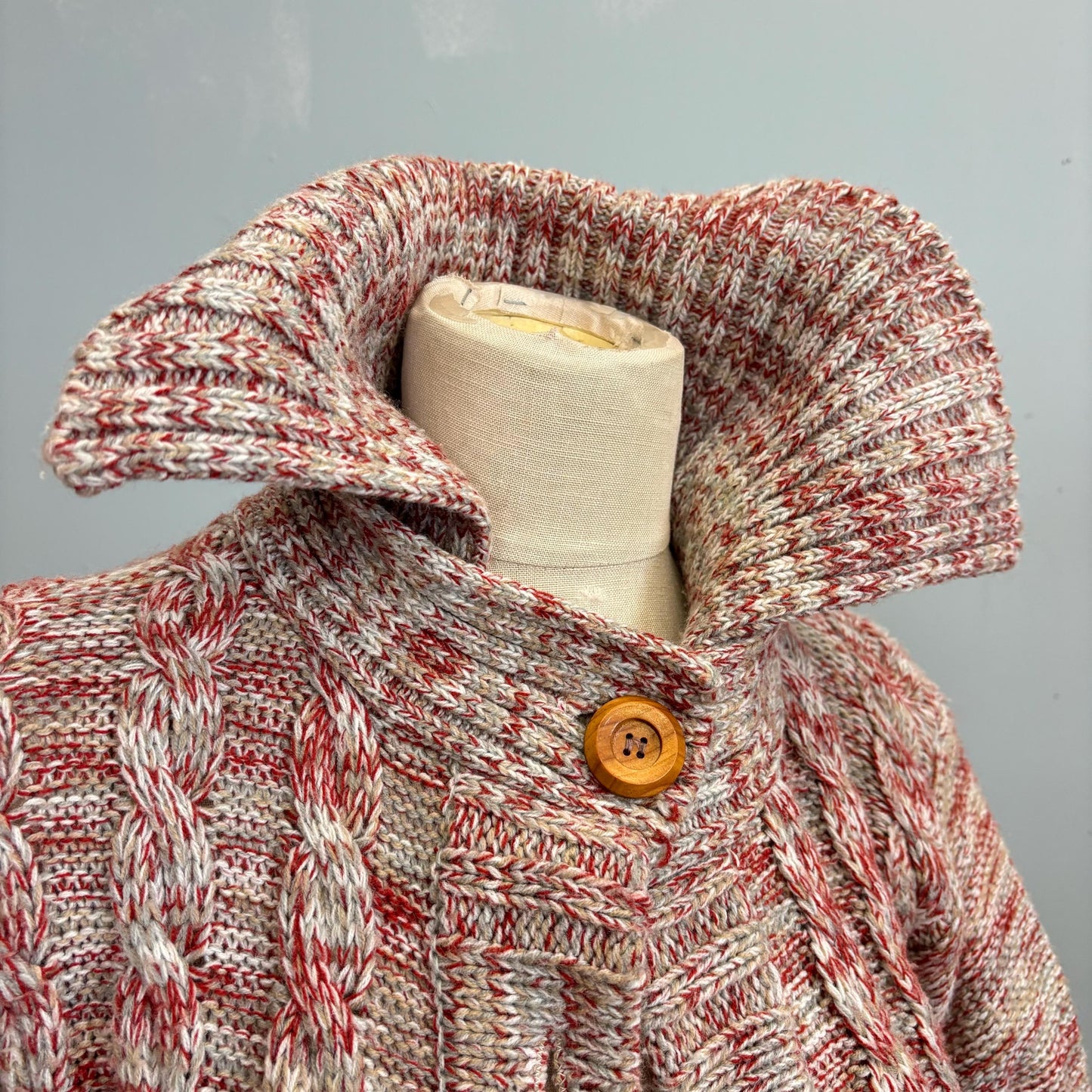 vtg 70s SPACE DYE JACKET // vintage 70s medium speckled mauve & gray collared sweater jacket pockets neutral earth tones button up long cozy