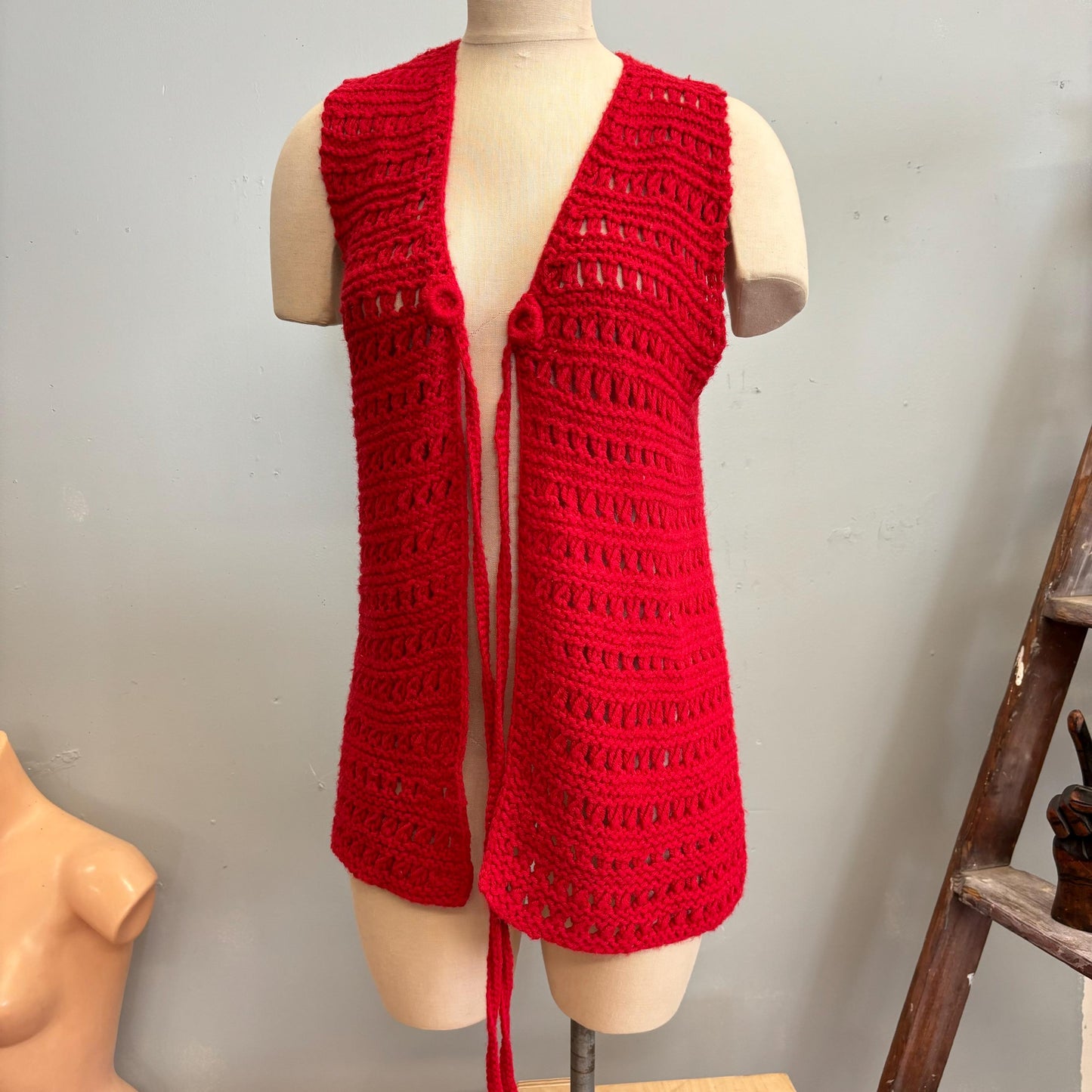 vtg 70s LONG CROCHET VEST // vintage retro style knit waistcoat mini dress cover up tnic boho hippie chic autumn vibes warm tones sweater