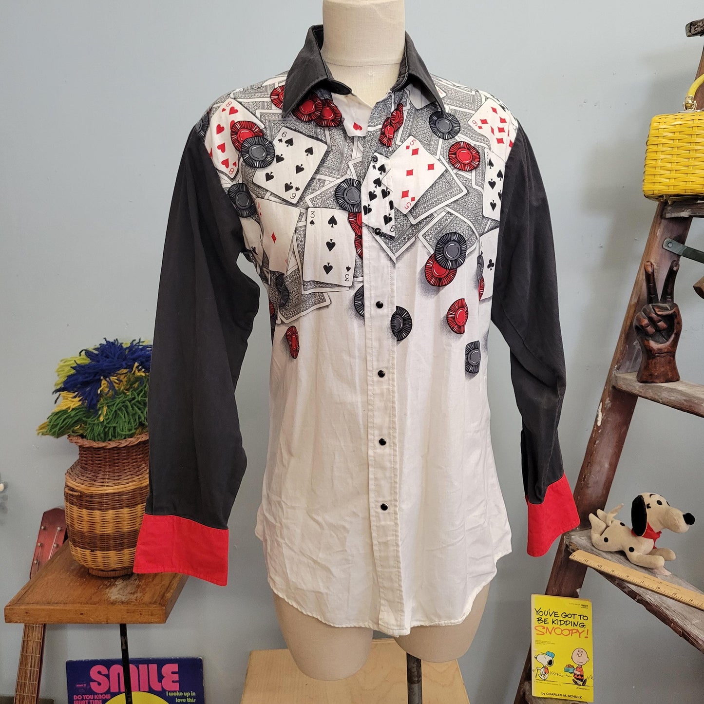 vtg 80s BROOKS & DUNN SHIRT // vintage panhandle slim poker casino pattern western button up long sleeve mens large country music collab