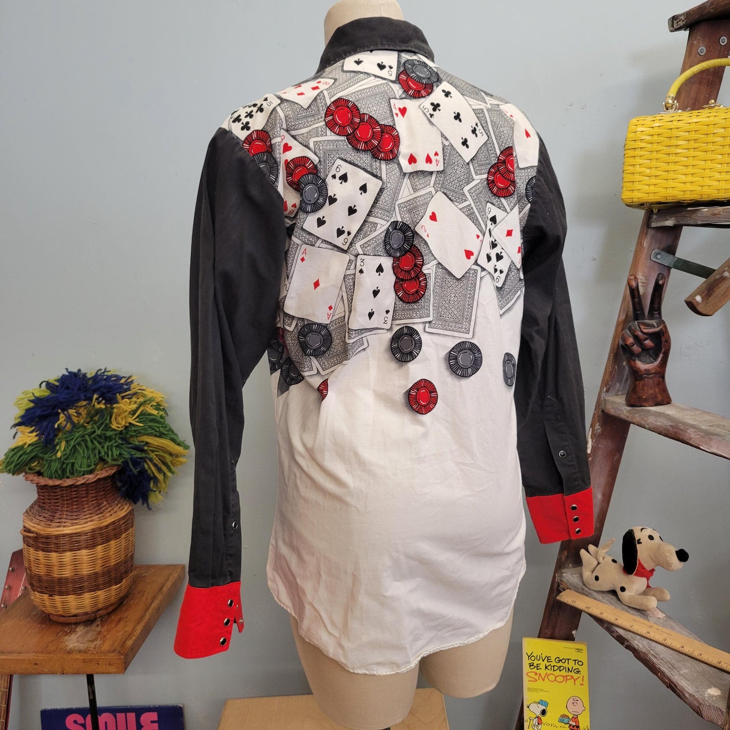 vtg 80s BROOKS & DUNN SHIRT // vintage panhandle slim poker casino pattern western button up long sleeve mens large country music collab