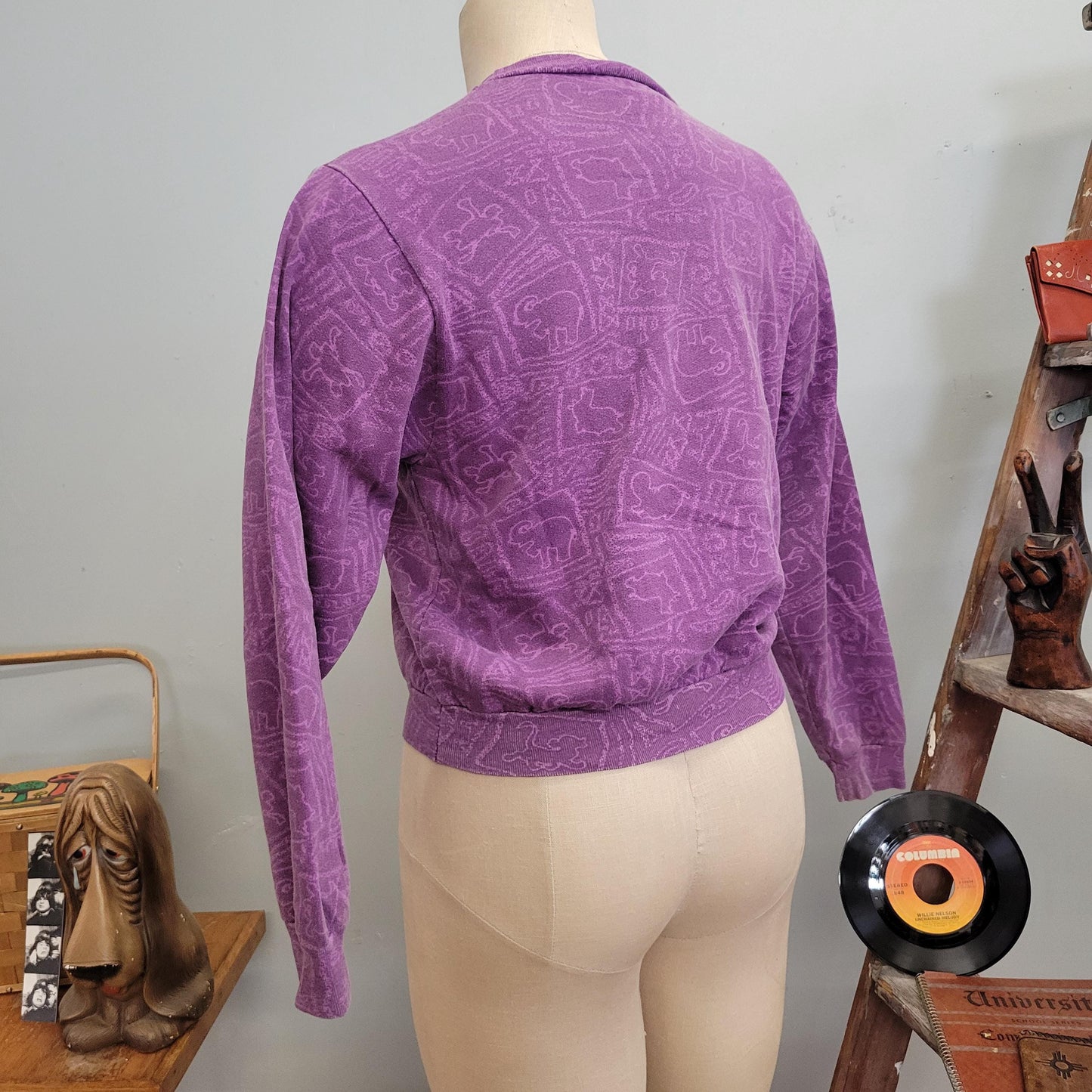 vtg 90s LION KING SWEATSHIRT // vintage disney youth xl simba chillin purple unisex small autumn fashion cute africa pattern all over print