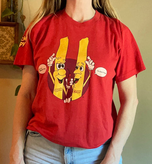 vtg 90s FRENCH FRY SHIRT // vintage screen stars large soft thin graphic tee fast food snack tee  anthropomorphic food 90s nostalgia retro