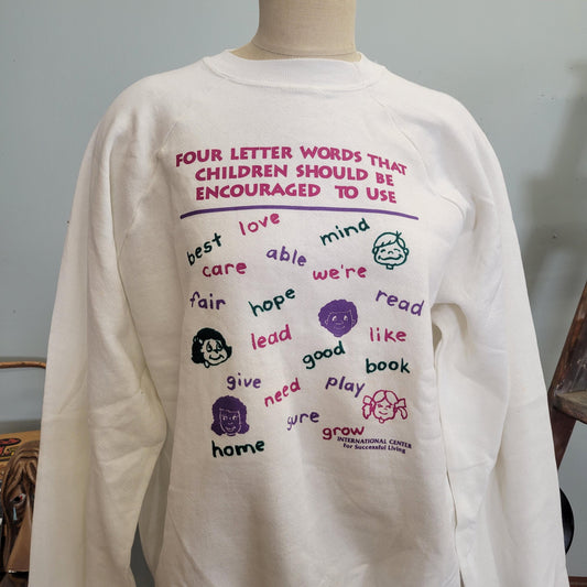 vtg 80s POSITIVE INFLUENCE SWEATSHIRT / vintage hanes active wear xxl oversized slouchy teacher core happy kids four letter words funny cute