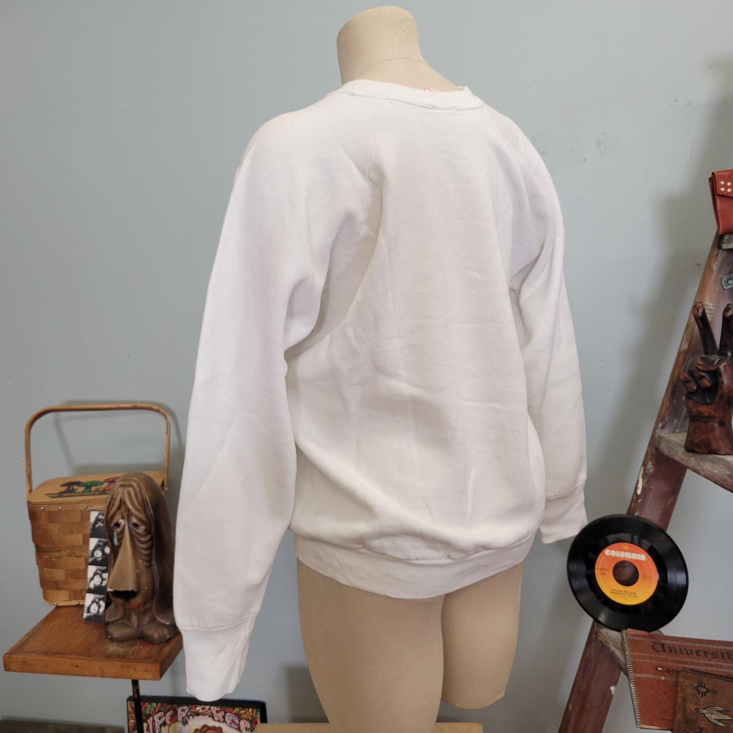 vtg 80s DONT WORRY be HAPPY sweatshirt // vintage crewneck fruit of the loom large yellow smiley face cute funny saying stay positive shirt