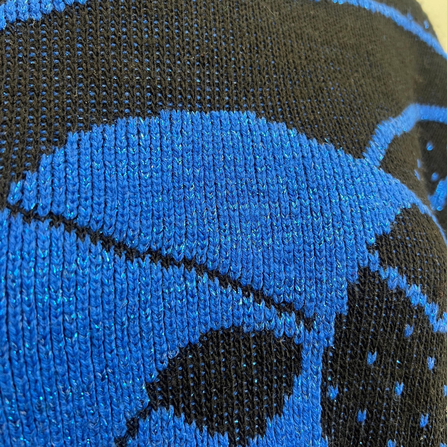 vtg 80s BLUE SPARKLE SWEATER // vintage distinctly different size 18w womens abstract music sheet paper speckled ribbed oversized unique