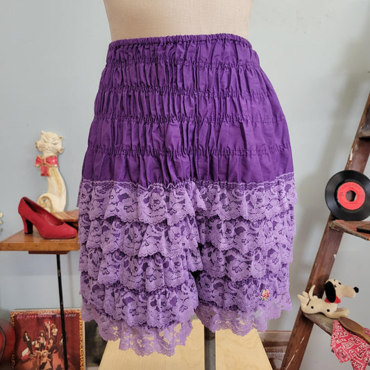 vtg 60s LACE PURPLE BLOOMERS // vintage lingerie shorts skirt ruthad